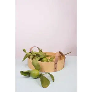 Recycled Sieve Tray with Leather Handles – Handmade Natural