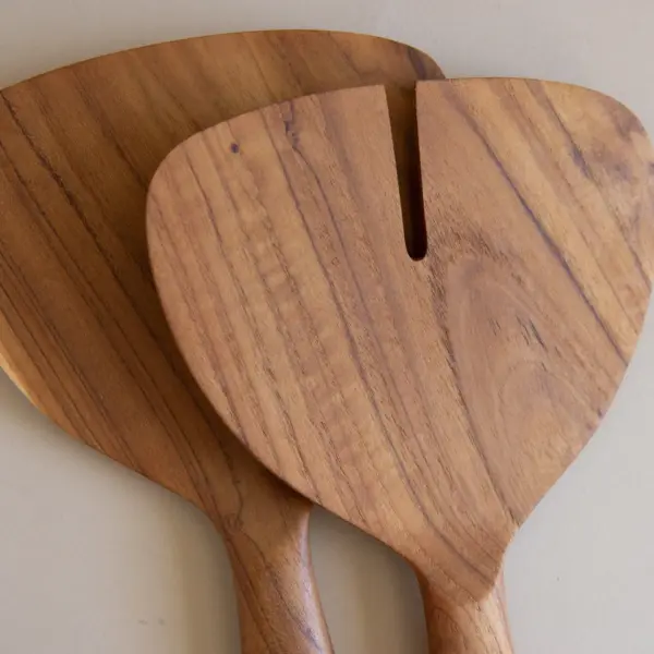 Handcrafted Teak Serving Set – Stylish Wooden Salad Servers