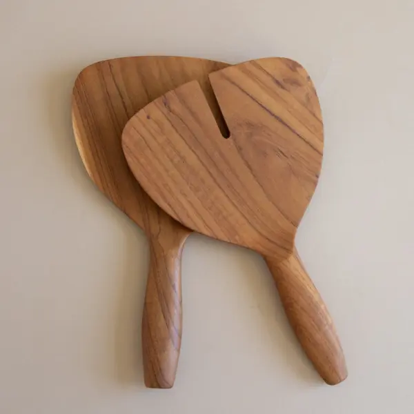 Handcrafted Teak Serving Set – Stylish Wooden Salad Servers