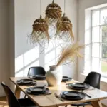 Bohemian Straw Pendant Light – Handwoven Moroccan Lamp Shade (20 × 20 cm)