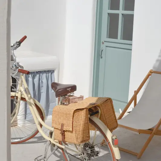 Moroccan Handwoven Bike Basket Pannier – Natural Reed