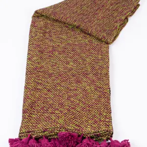 Pom Pom Wool Throw Blanket – Handwoven Moroccan Blanket