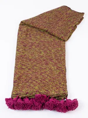 Pom Pom Wool Throw Blanket – Handwoven Moroccan Blanket