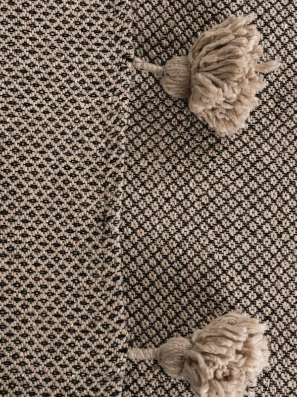 Pom Pom Wool Throw Blanket – Handwoven Moroccan Blanket