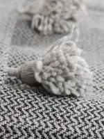 Pom Pom Wool Throw Blanket – Handwoven Moroccan Blanket