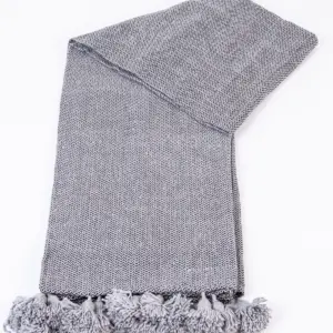 Pom Pom Wool Throw Blanket – Handwoven Moroccan Blanket