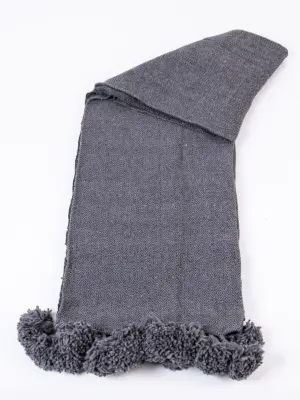 Pom Pom Wool Throw Blanket – Handwoven Moroccan Blanket