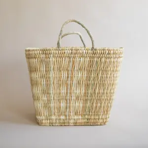 Handwoven Market Tote Basket – Natural Reed Bag with Sisal