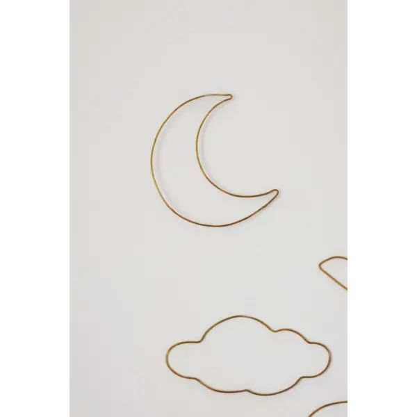 Gold Brass Wire Moon Wall Decor – Handcrafted in 3 Sizes