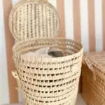 Natural Laundry Basket with Lid –Handwoven Palm Leaf Storage