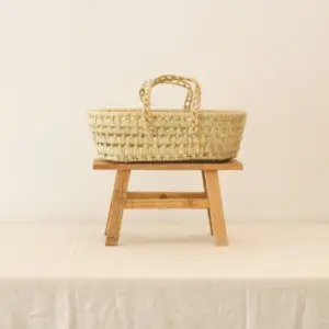 Handwoven Raffia Doll Moses Basket – Natural Toy or Nursery