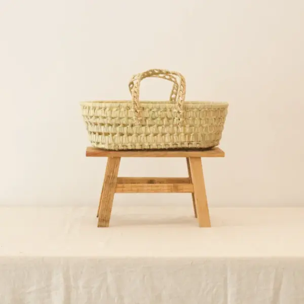 Handwoven Raffia Doll Moses Basket – Natural Toy or Nursery