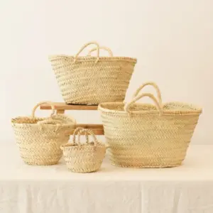 High Handwoven Raffia Baskets – 4 Sizes – Versatile Natural