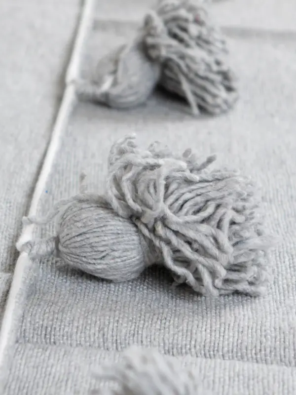 Pom Pom Wool Throw Blanket – Handwoven Moroccan Blanket
