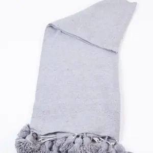 Pom Pom Wool Throw Blanket – Handwoven Moroccan Blanket