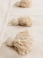 Pom Pom Wool Throw Blanket – Handwoven Moroccan Blanket