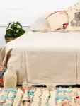 Pom Pom Wool Throw Blanket – Handwoven Moroccan Blanket