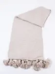 Pom Pom Wool Throw Blanket – Handwoven Moroccan Blanket