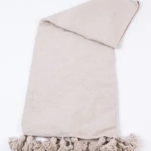 Pom Pom Wool Throw Blanket – Handwoven Moroccan Blanket