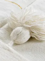 Pom Pom Wool Throw Blanket – Handwoven Moroccan Blanket
