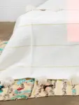 Pom Pom Wool Throw Blanket – Handwoven Moroccan Blanket