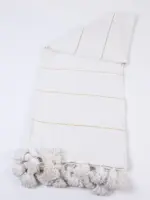 Pom Pom Wool Throw Blanket – Handwoven Moroccan Blanket