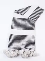 Pom Pom Wool Throw Blanket – Handwoven Moroccan Blanket
