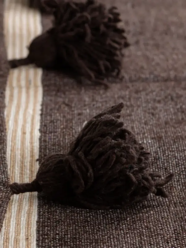 Pom Pom Wool Throw Blanket – Handwoven Moroccan Blanket