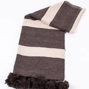 Pom Pom Wool Throw Blanket – Handwoven Moroccan Blanket