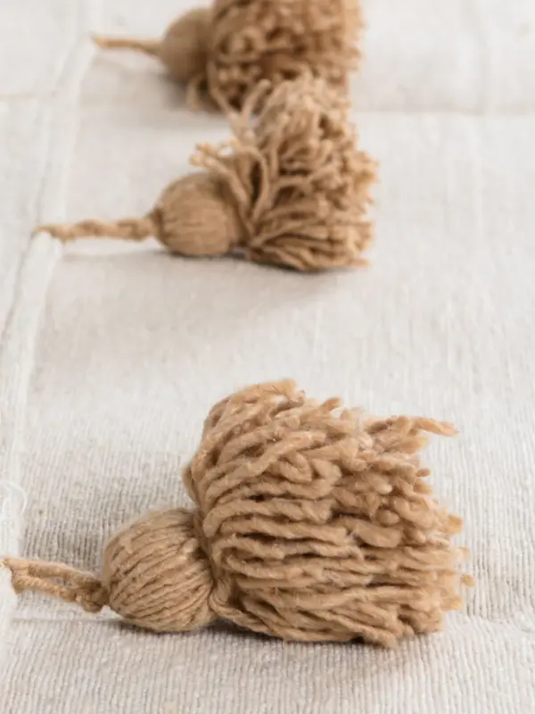 Pom Pom Wool Throw Blanket – Handwoven Moroccan Blanket