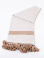 Pom Pom Wool Throw Blanket – Handwoven Moroccan Blanket