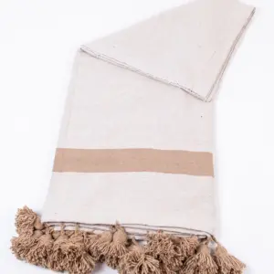 Pom Pom Wool Throw Blanket – Handwoven Moroccan Blanket