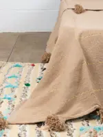Pom Pom Wool Throw Blanket – Handwoven Moroccan Blanket