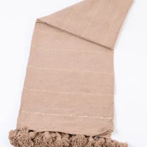 Pom Pom Wool Throw Blanket – Handwoven Moroccan Blanket