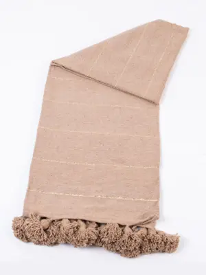 Pom Pom Wool Throw Blanket – Handwoven Moroccan Blanket
