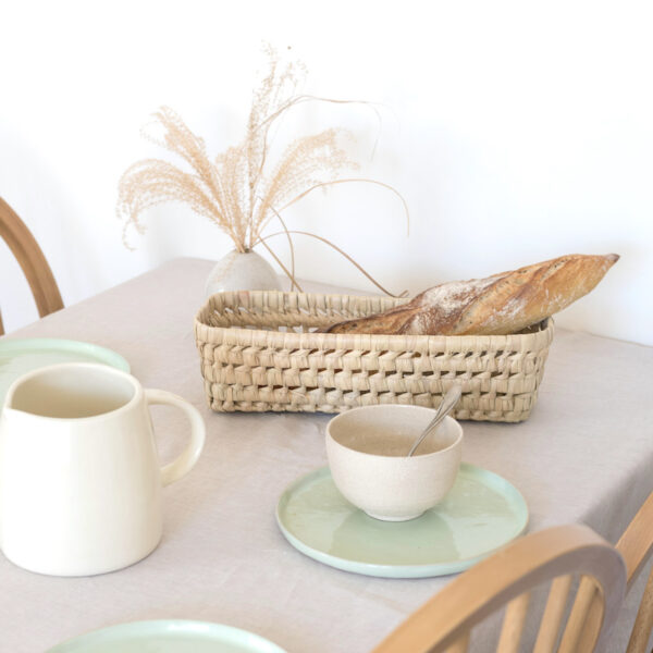 Rectangular Open-Weave Palm Leaf Basket – Handwoven Moroccan