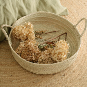 Medium Handwoven Palm Leaf Basket – Moroccan Artisan Tray