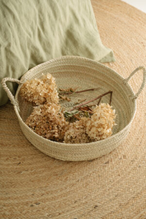 Medium Handwoven Palm Leaf Basket – Moroccan Artisan Tray