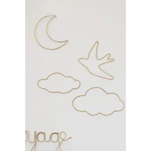 Gold Brass Wire Moon Wall Decor – Handcrafted in 3 Sizes