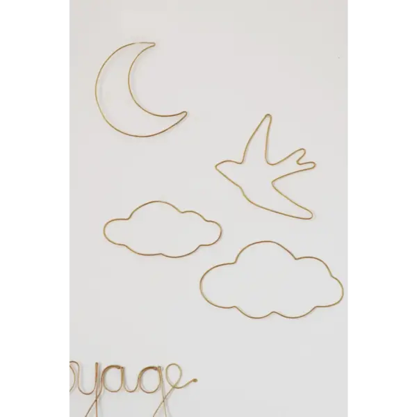 Gold Brass Wire Moon Wall Decor – Handcrafted in 3 Sizes
