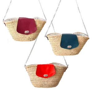 Deauville Crossbody Bag – Handwoven Palm Fiber with Lamb
