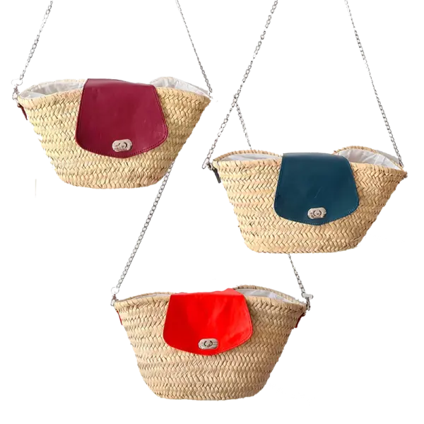 Deauville Crossbody Bag – Handwoven Palm Fiber with Lamb