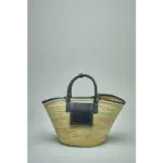 Elegant Black Palm Leaf Tote with Double Leather Straps