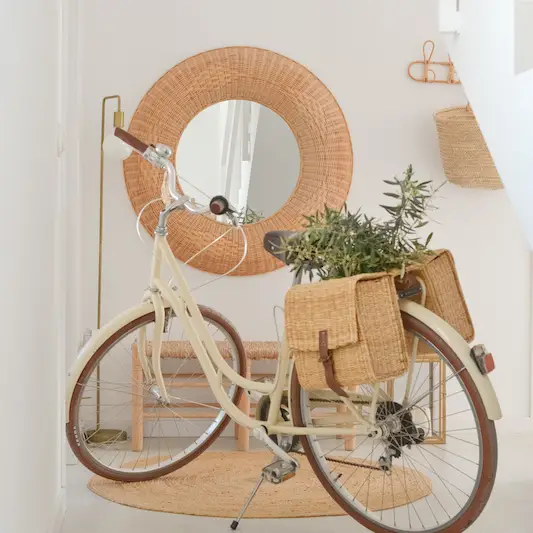 Moroccan Handwoven Bike Basket Pannier – Natural Reed