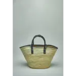 Elegant Black Palm Leaf Tote with Double Leather Straps