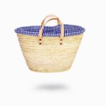 Handwoven Moroccan Palm Straw Picnic Basket “Majorelle”