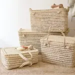 Palm Leaf Chest – Handwoven Moroccan Storage Trunk (Approx. 60 cm)