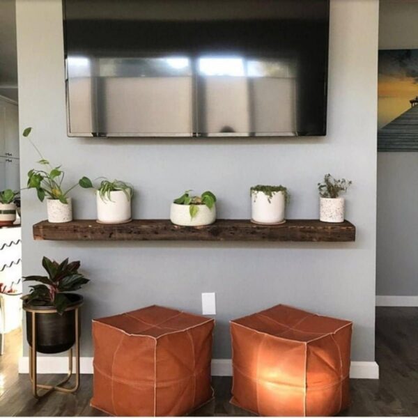Handmade Square Leather Pouf Coffee Table Set – Moroccan Ottomans (Custom Sizes Available)