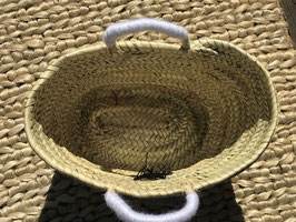 Mini Panda Basket – Handwoven Seagrass with Sequin Design