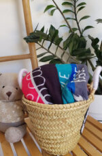 Mini Panda Basket – Handwoven Seagrass with Sequin Design